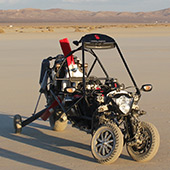 Inventor is building a flying car and testing it in a desert